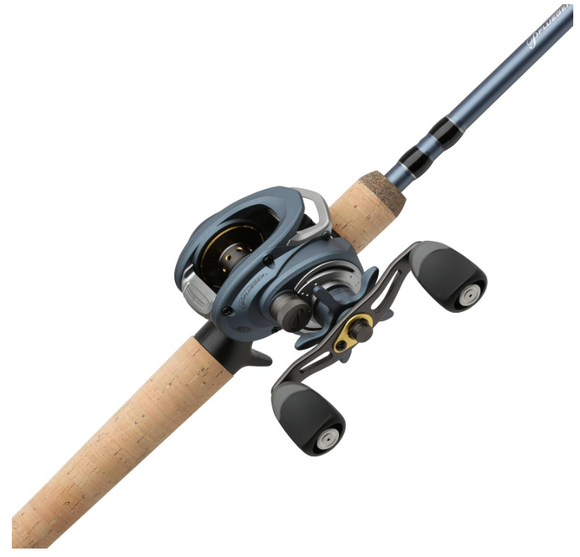 Pflueger 7' President Baitcast Low Profile Reel and Fishing Rod Combo, LH Medium Heavy Power, 1-Piece 24T Carbon Rod, Aluminum Spool