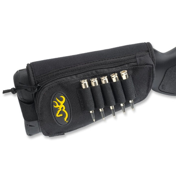 Browning Stock Option Rifle 5 Round Ammunition Holder and Zippered Pouch Hook and Loop Attachment Synthetic Black