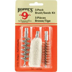 HOPPE'S 3-PACK BRUSH/SWAB KIT 12 GA