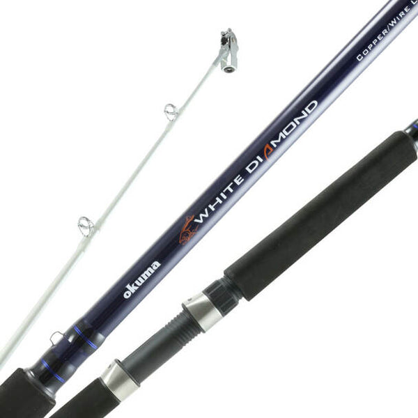 okuma copper rod Okuma WD-WL-862MH White Diamond Copper and Wire Line Trolling Rod 8-6- – All Things Outdoors