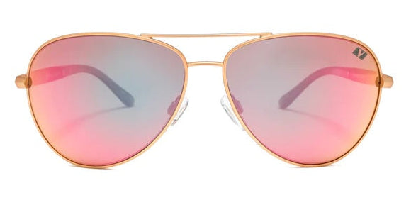 Vigor Abbey Polarized Aviator Sunglasses Matte Rose Gold/Pink Revo