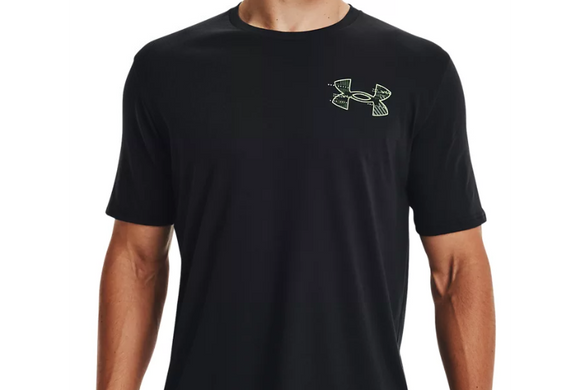 Under Armour Fish Bass Skelmatic Short-Sleeve T-Shirt for Men, Black/Quirky  Lime, Size Large