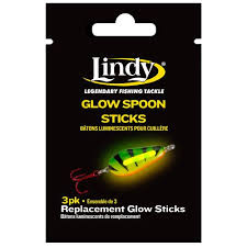 Lindy Glow Spoon Legendary Fishing Tackle + 3pk Replacement Glow Sticks.  1/16oz